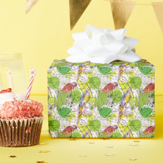 Tropical Parrots Wrapping Paper (Birthday Party)