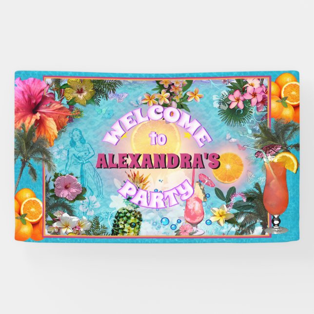 Tropical Party Banner (customisable) (Horizontal)