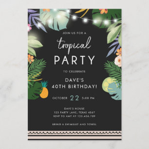 Tropical Party Luau Aloha Men Birthday Invitation
