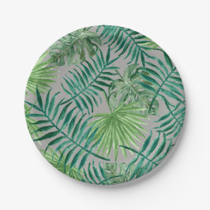 Tropical Party Palm Leaves Beach Wedding Paper Plate