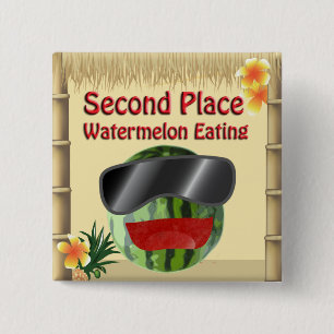 Tropical Party Tiki Hut 2nd Place Watermelon Eat 15 Cm Square Badge