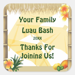Tropical Party Tiki Hut Party Favour Sticker
