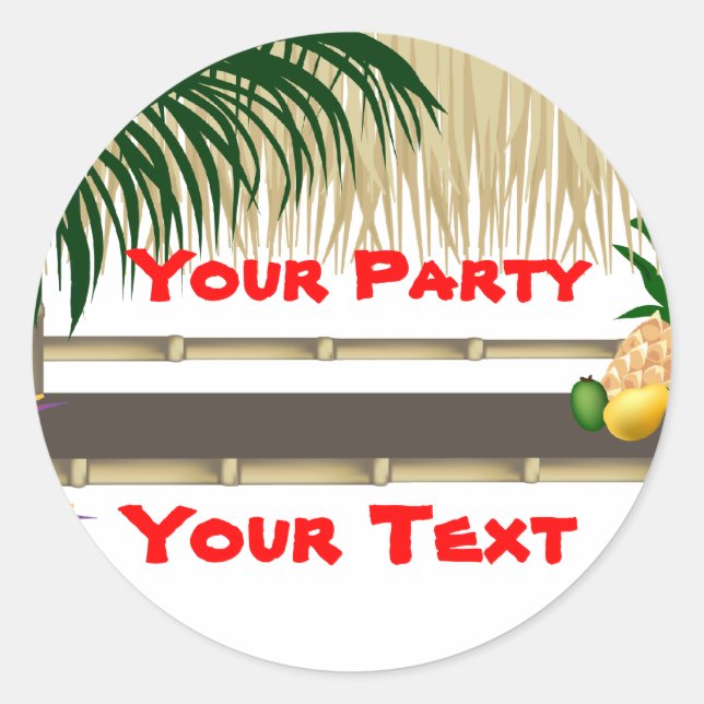 Tropical Party Tiki Hut Sticker 2 (Front)