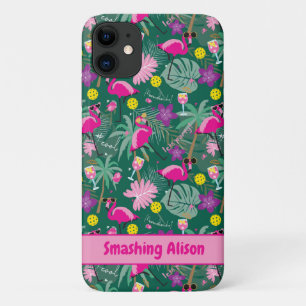 🤩Tropical party with pickleball, custom text Case-Mate iPhone Case