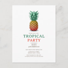 Tropical Party with retro pineapple Invitation