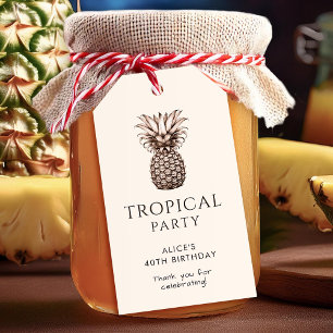 Tropical party with vintage pineapple gift tags