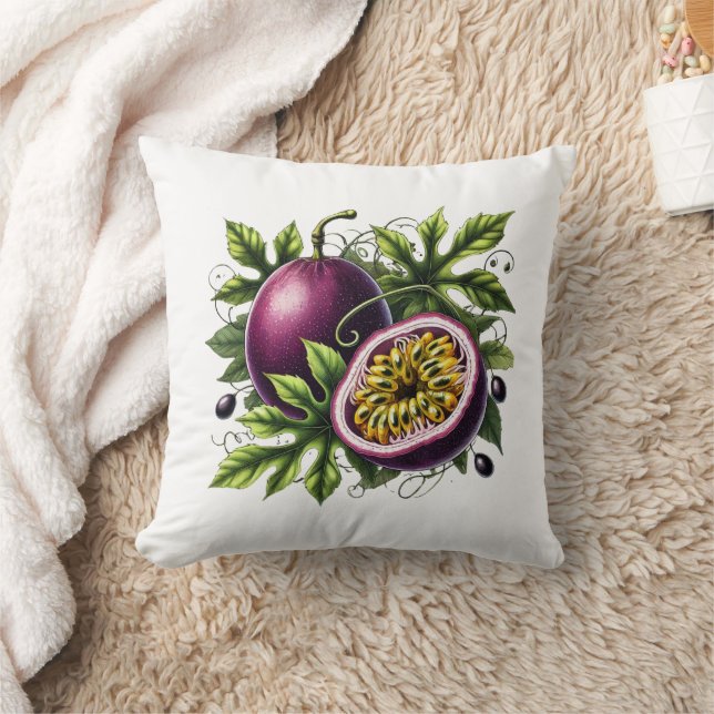 Tropical Passionfruit Fruit Botanical  Cushion (Blanket)