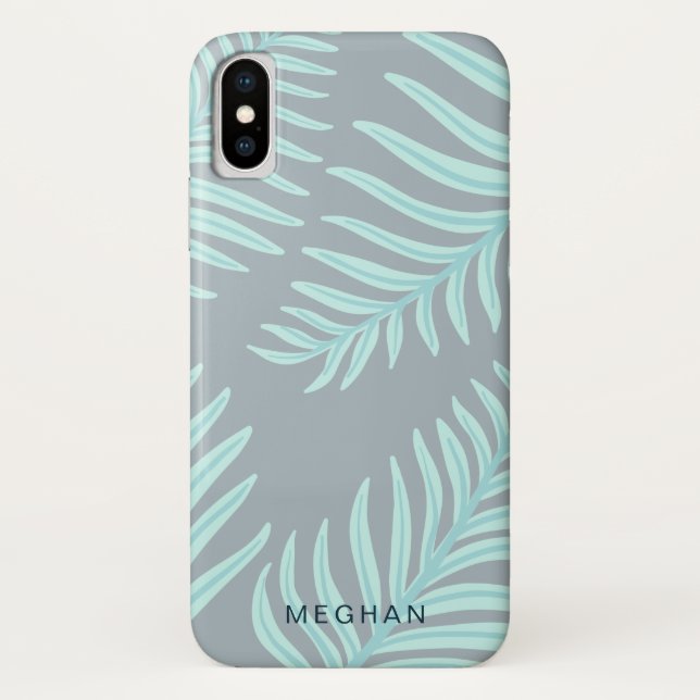 tropical pastel foliage monogram Case-Mate iPhone case (Back)