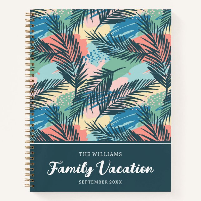Tropical Pastel Leaf | Family Vacation Journal (Front)