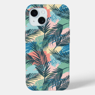 Tropical Pastel Leaf Pattern iPhone 15 Case
