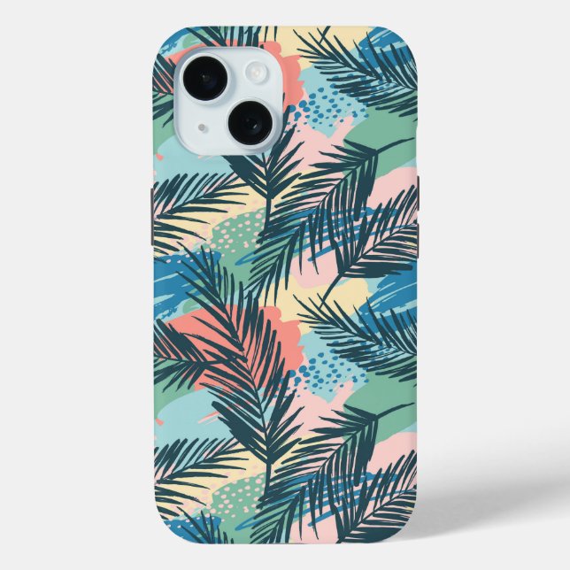Tropical Pastel Leaf Pattern Case-Mate iPhone Case (Back)