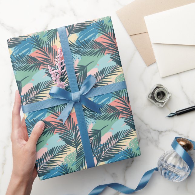 Tropical Pastel Leaf Pattern Wrapping Paper (Gifting)