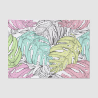 Tropical pastel monstera leaf watercolor pattern  tissue paper