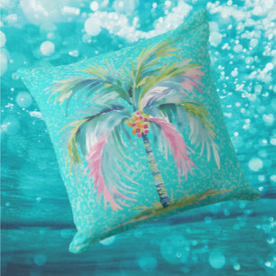 Tropical Pastel Palm Tree Indoor Cushion