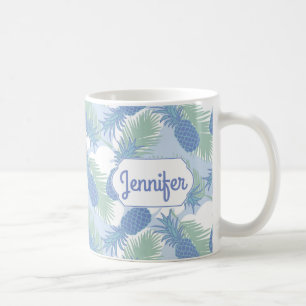 Tropical Pastel Pineapple Pattern   Add Your Name Coffee Mug