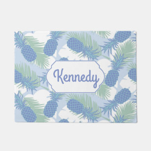 Tropical Pastel Pineapple Pattern Add Your Name Doormat
