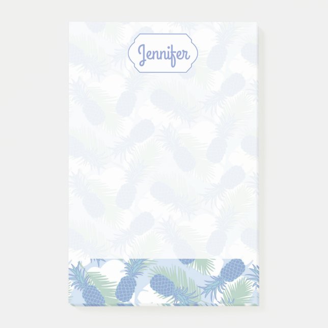 Tropical Pastel Pineapple Pattern | Add Your Name Post-it Notes (Front)