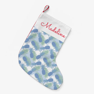 Tropical Pastel Pineapple Pattern | Add Your Name Small Christmas Stocking