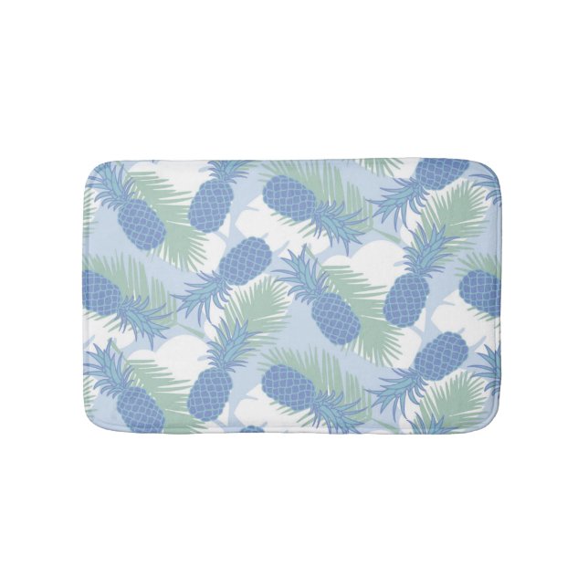 Tropical Pastel Pineapple Pattern Bath Mat (Front)