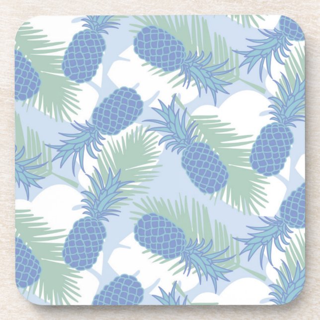 Tropical Pastel Pineapple Pattern Coaster (Front)