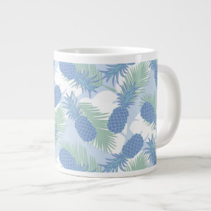 Tropical Pastel Pineapple Pattern Large Coffee Mug