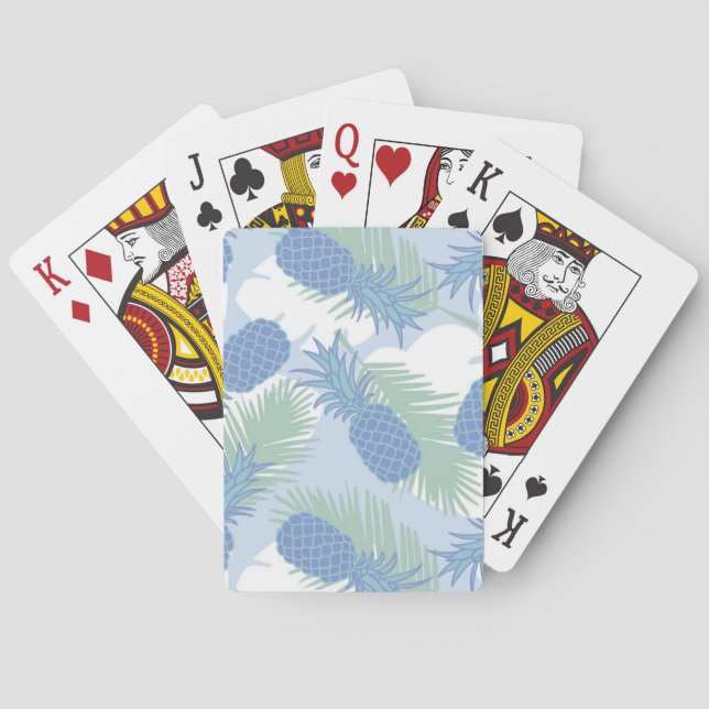 Tropical Pastel Pineapple Pattern Playing Cards (Back)