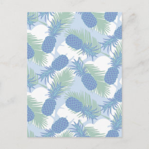 Tropical Pastel Pineapple Pattern Postcard