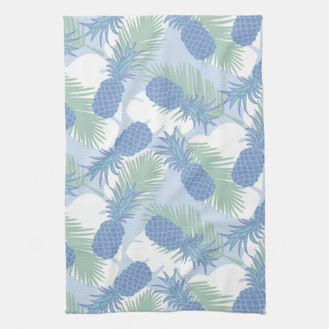 Tropical Pastel Pineapple Pattern Tea Towel (Vertical)