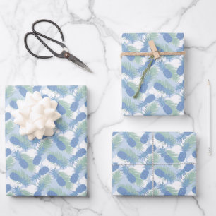 Tropical Pastel Pineapple Pattern Wrapping Paper Sheet