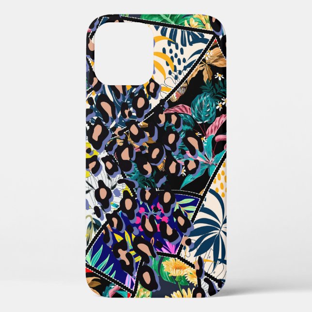 Tropical patchwork leaf and leaves pattern backgro Case-Mate iPhone case (Back)