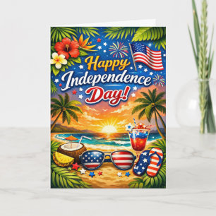 Tropical Patriotic Celebration Independence Day Holiday Card