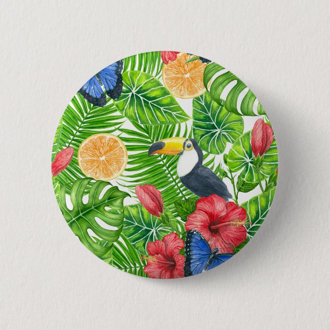 Tropical pattern 6 cm round badge (Front)