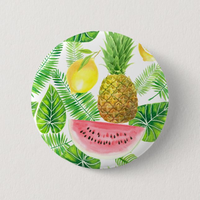 Tropical pattern 6 cm round badge (Front)