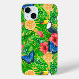 Tropical pattern iPhone 15 mini case