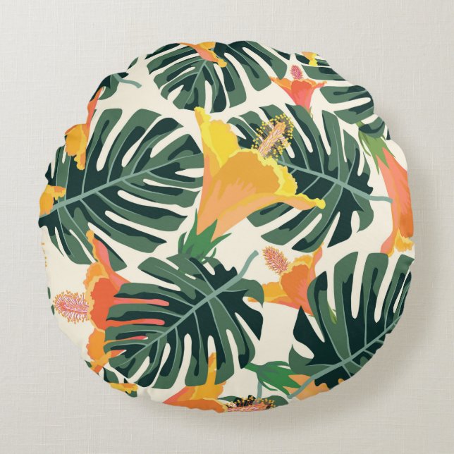 Tropical pattern. Colourful textile texture. exoti Round Cushion (Front)