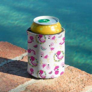 Tropical Pattern, Flamingos, Watermelons, Flowers Can Cooler