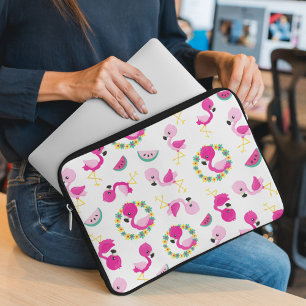 Tropical Pattern, Flamingos, Watermelons, Flowers Laptop Sleeve
