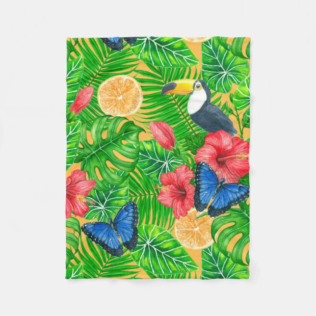 Tropical pattern fleece blanket (Front)