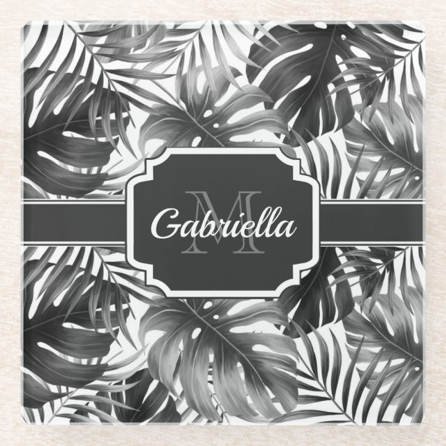 Tropical Pattern Glass Coaster (Front)