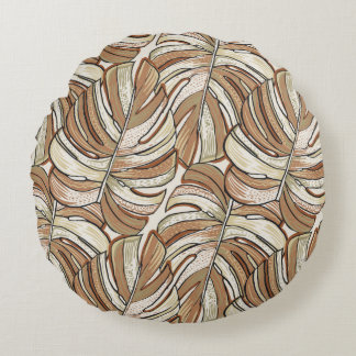Tropical pattern. Graphic design with amazing mons Round Cushion