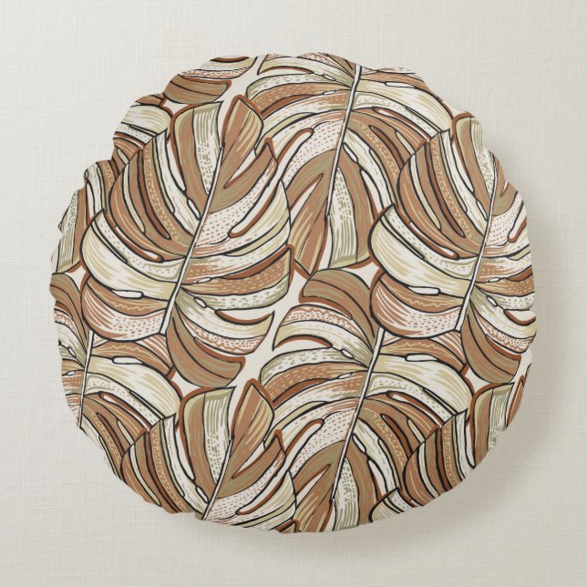 Tropical pattern. Graphic design with amazing mons Round Cushion (Front)