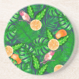 Tropical pattern, hummingbirds coaster
