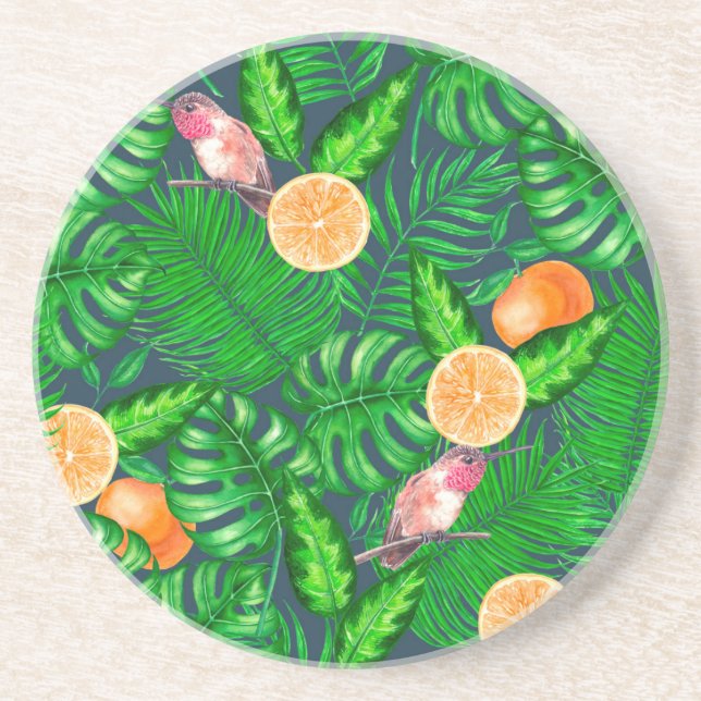 Tropical pattern, hummingbirds coaster (Front)