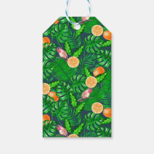 Tropical pattern, hummingbirds gift tags