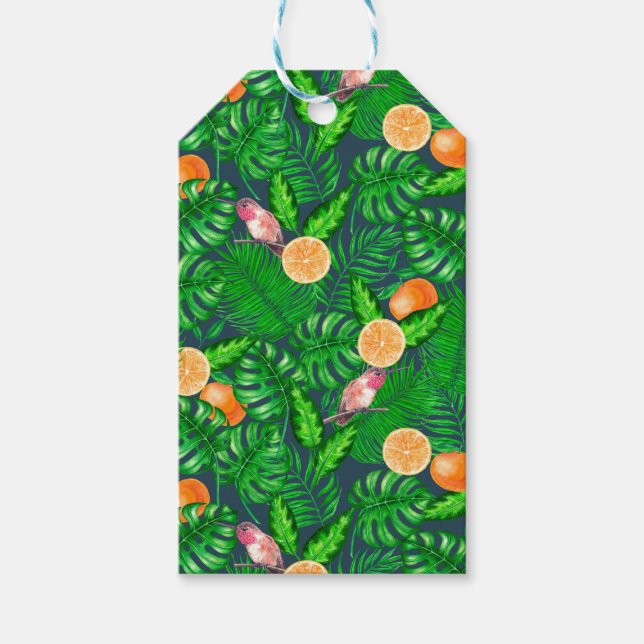 Tropical pattern, hummingbirds gift tags (Front)