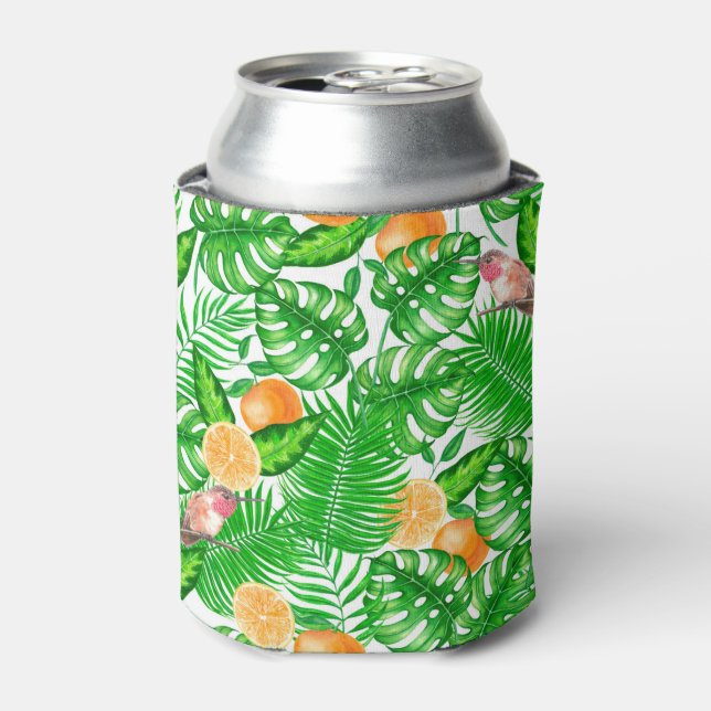 Tropical pattern, hummingbirds II Can Cooler (Can Front)