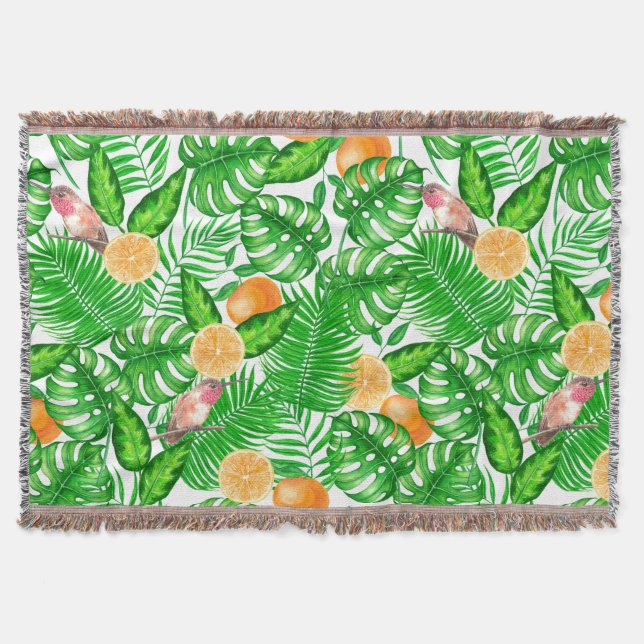 Tropical pattern, hummingbirds II Throw Blanket (Front)