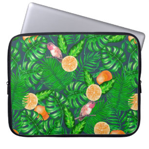 Tropical pattern, hummingbirds laptop sleeve