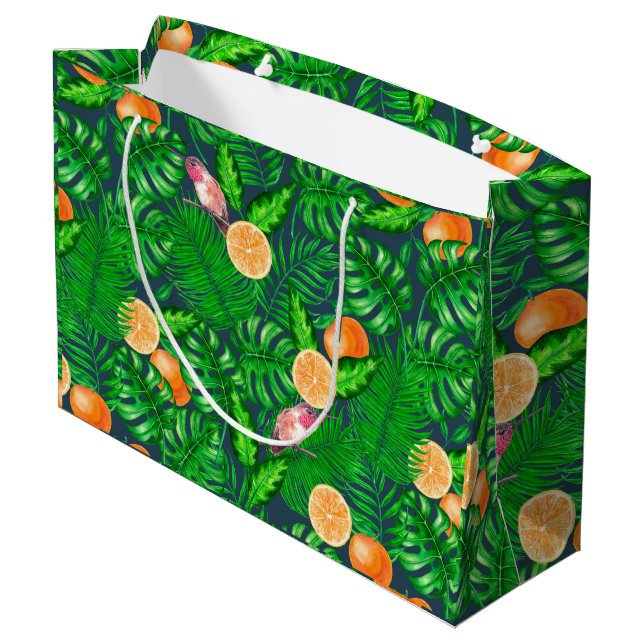 Tropical pattern, hummingbirds large gift bag (Back Angled)