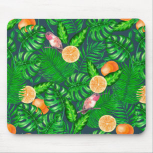 Tropical pattern, hummingbirds mouse pad
